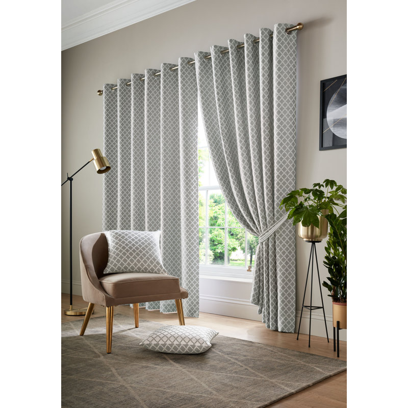 Dareece Cotswold Eyelet Ring Top Curtains, Silver, Width 228 x Drop 274 cm