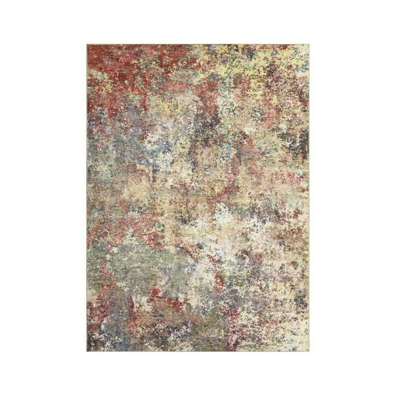 Multicolor Abstract Watercolor 5 x 7 Ft Rug for Playroom Nursery
