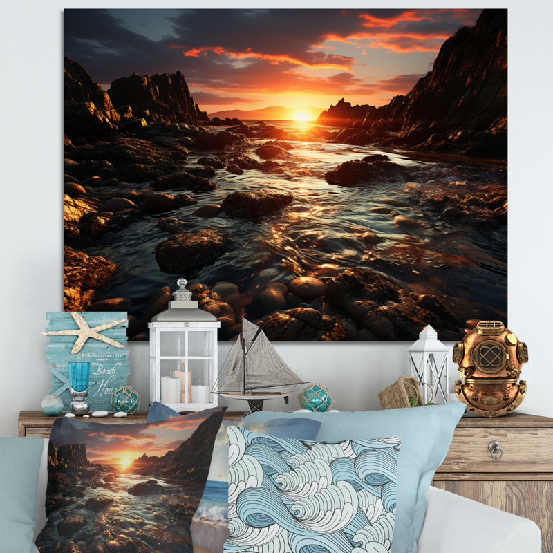 Rochers côtiers de Rocky Beach, Toile tendue, H 24 po x l 32 po x P 1 po