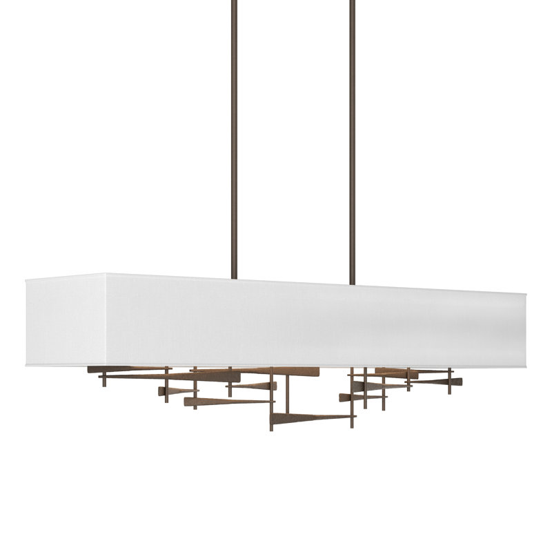 Cavaletti 4 - Light Kitchen Island Rectangle Pendant, Natural Anna, Bronze