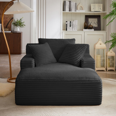 Très grande chaise longue d'intérieur, canapé rembourré en velours côtelé moderne, aucun assemblage requis, canapé-lit confortable pour le salon, le bureau