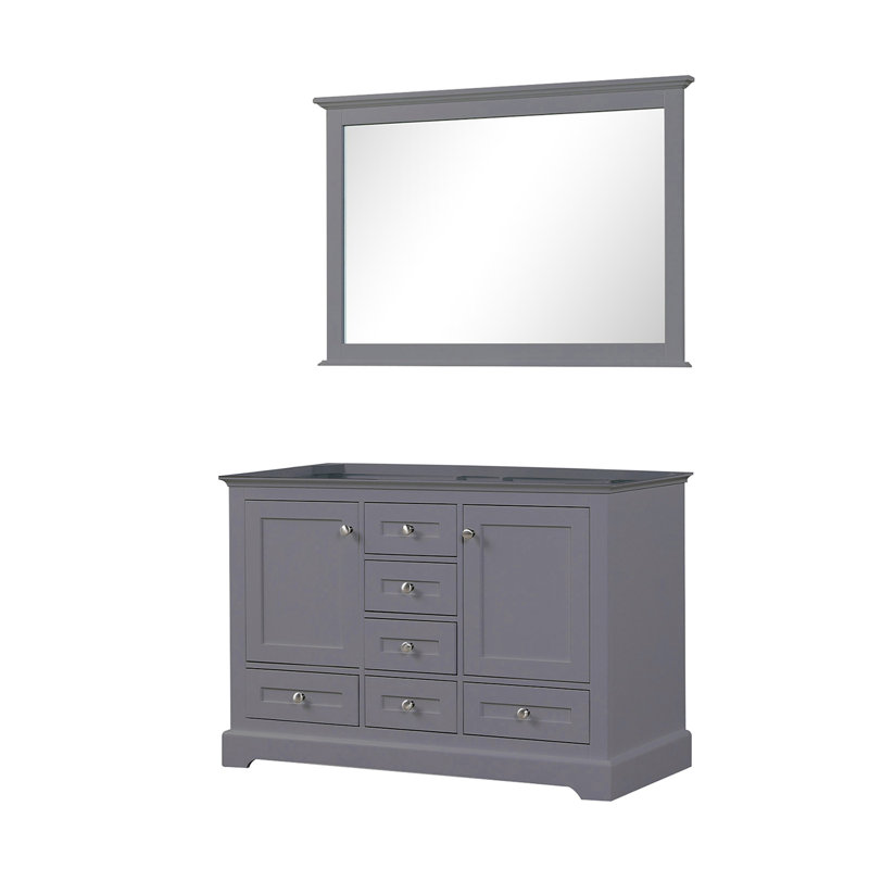 Meuble-lavabo double l 48 po x P 22 po et miroir 46 po, Gris foncé