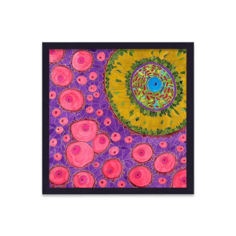 Cellular Beauty Art 12 Yellow On Purple by Vouvart - Single Picture Frame Print