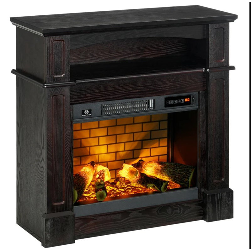 Foyer électrique avec manteau, chauffage d'appoint sur pied avec flamme LED.
