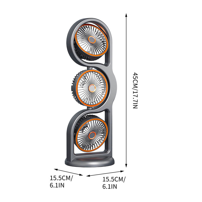 Ventilateur de bureau à 3 têtes avec lumière nocturne / ventilateur de bureau puissant, A