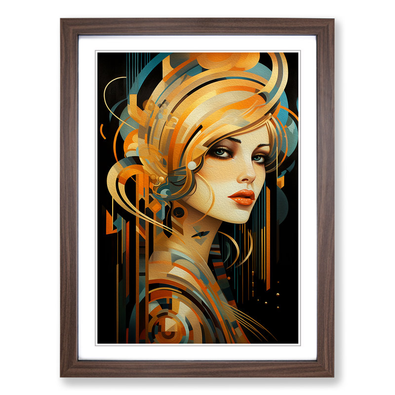 Single Picture Frame Print on Wood, Walnut Framed, 46cm H x 34cm W