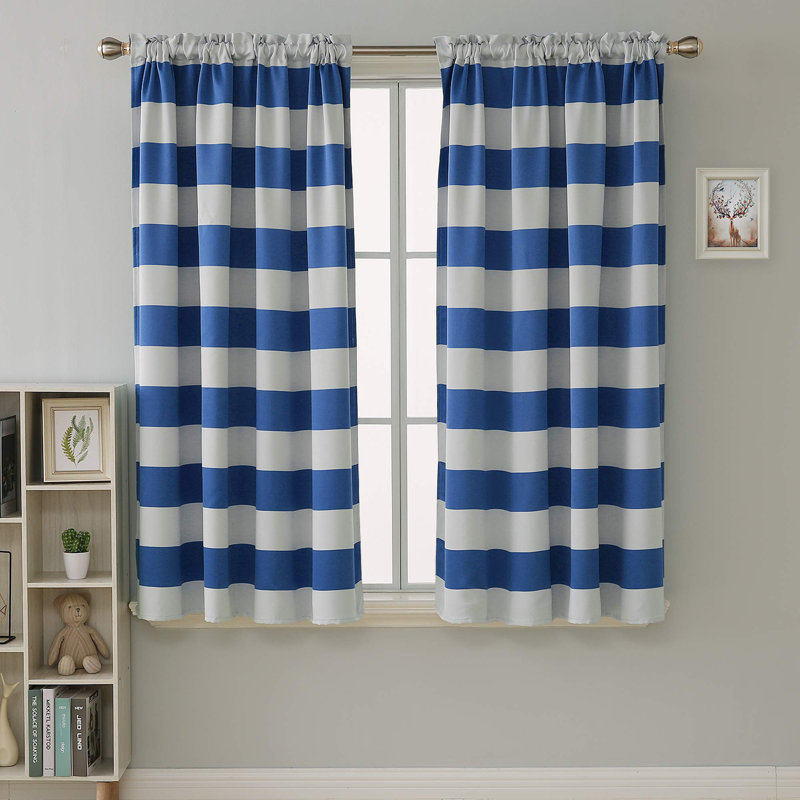 Zamudio Room Darkening Curtain Pair, Pink/White, 52" W x 45" L
