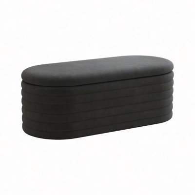 40-Inch Black Upholstered Storage - Fabric Bench For Bedroom, Living Room, Enhances Room Appearance With Hinge And