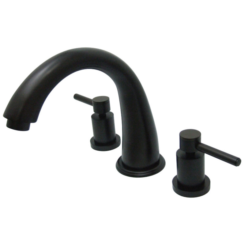 Kingston Brass Concord Two-Handle 3-Hole Deck Mount Roman Tub Faucet, Polished Chrome