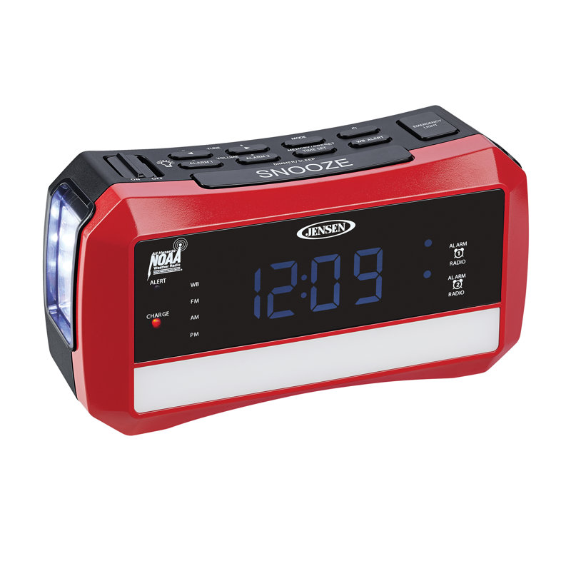 Digital Electric Tabletop Clock with Alarm in Black/Red