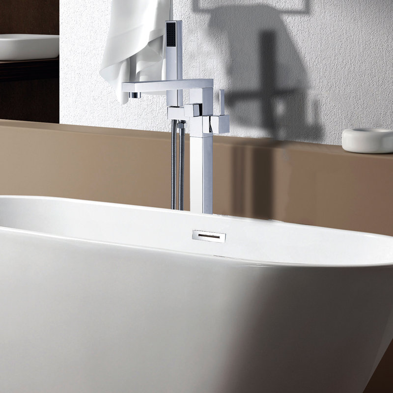 Robinet de baignoire autoportant avec douche à main - Matériau en métal, poids de 11 lb pour une finition durable, fabrication solide, expérience de pulvérisation pour tout le corps