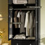 Armoire-penderie très haute de 86,6 po avec miroir, 3 tiroirs et armoire supérieure pour le rangement, armoire moderne avec tringle amovible et poignée en diamant pour la chambre à coucher-132133443