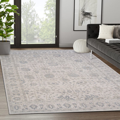 Tapis ivoire en laine Oushak
