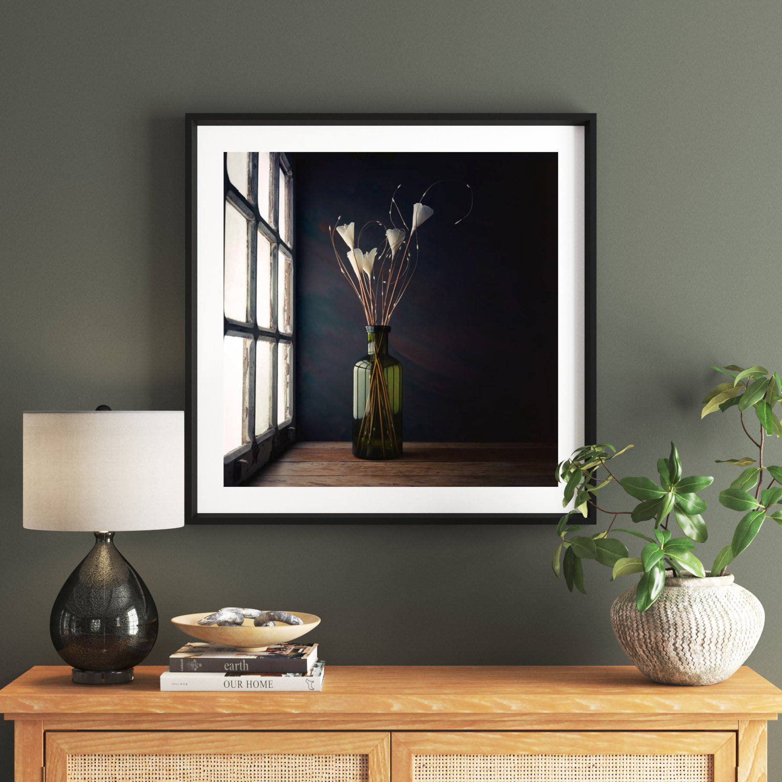 The Green Bottle by Luiz Laercio, Black Framed, 33" H x 33" W