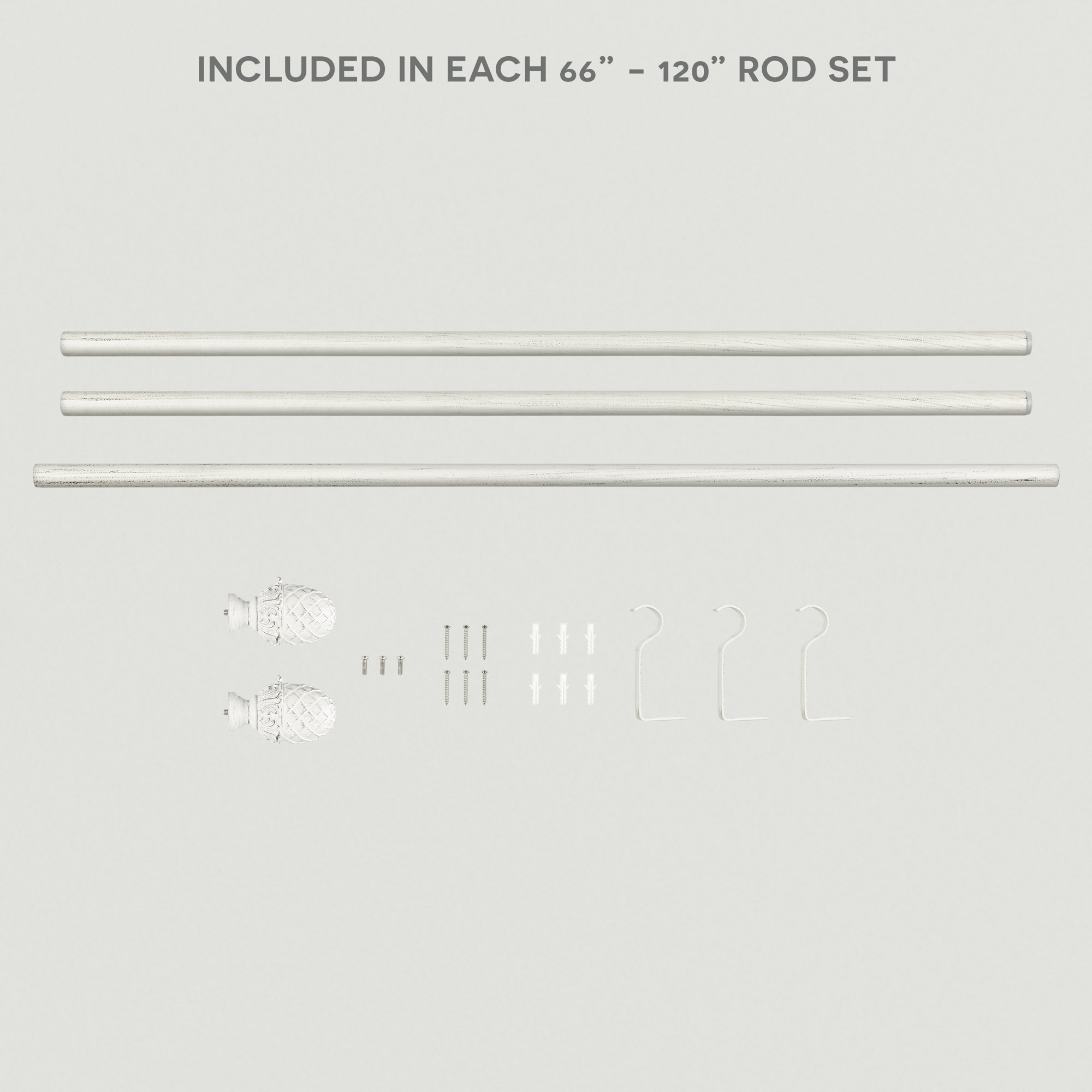Nikhat Single Curtain Rod, 66" - 120", White