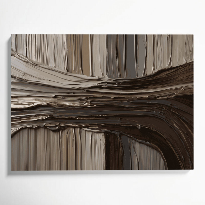 Art mural horizontal sur toile brun brun rayé horizontal, H 12 po x l 18 po
