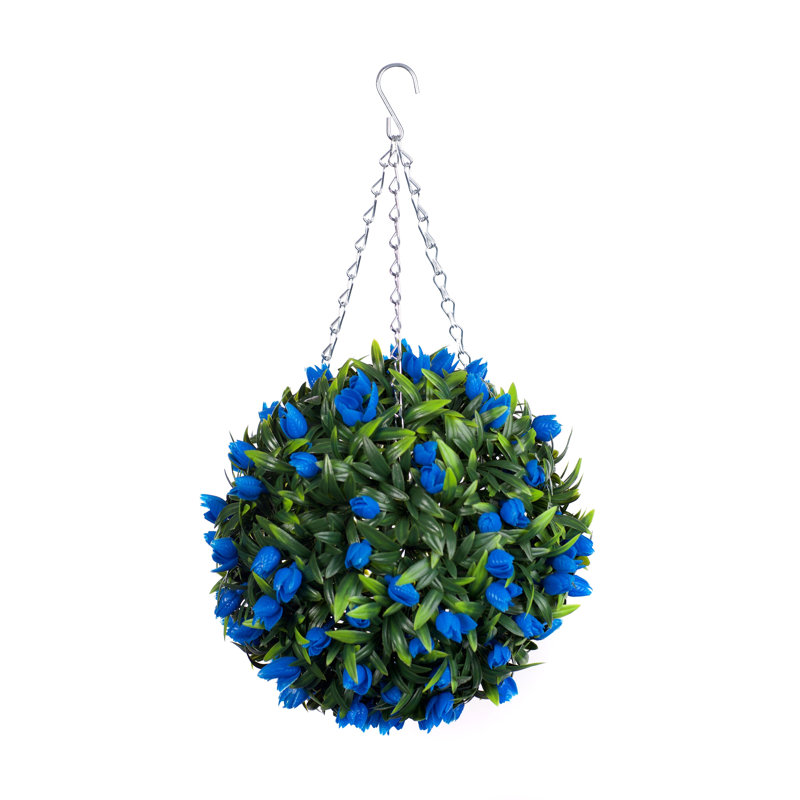 28cm Faux Flowering Plant, Blue