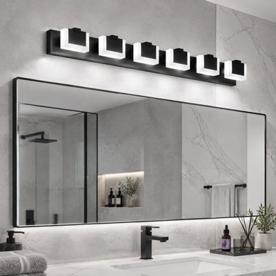 Luminaire de salle de bain à DEL, luminaire de salle de bain à intensité variable, noir mat moderne