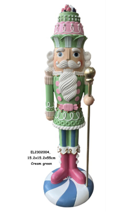 Pastel Candy Nutcracker King Christmas Figure, 21.75" H x 6.5" W x 6.5" D, Green