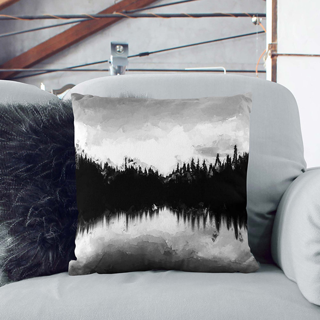 Forest Reflecting on a Lake Cushion with Filling