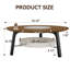 Table basse ronde de 35,43 po avec tablette de rangement, plateau en grain de bois de noyer avec incrustation de pierre frittée blanche et pieds en bois massif noir, table de centre minimaliste moderne-138403601