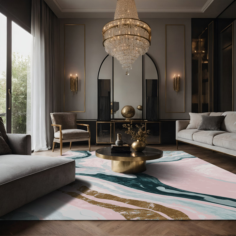 Tapis beige soyeux et moelleux, Rectangle 5 pi x 7 pi