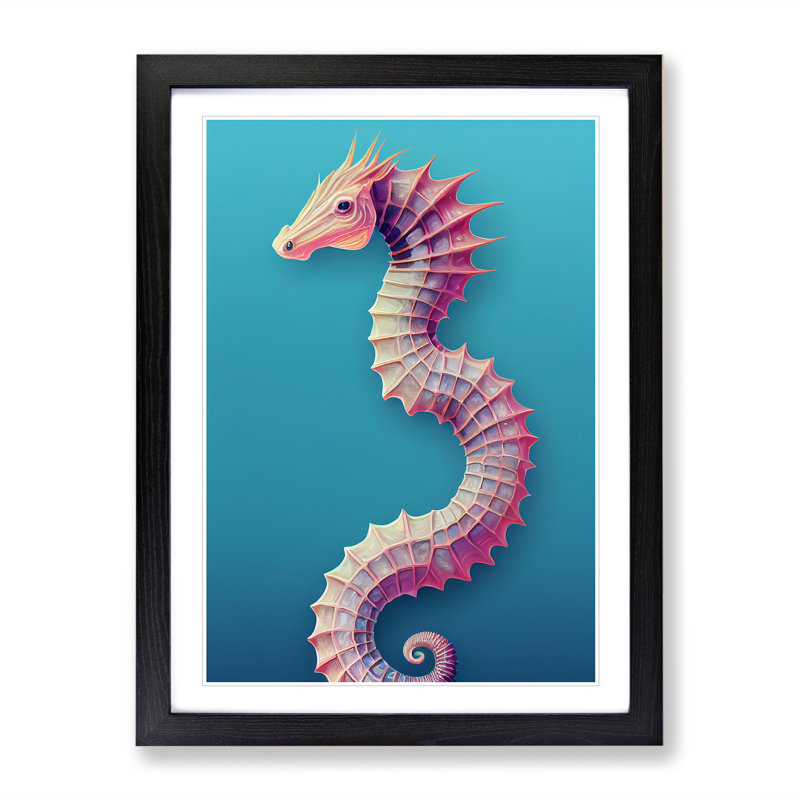 Profile Of A Seahorse No.3 - Single Picture Frame Print, 64cm H x 46cm W x 2cm D, Black Framed