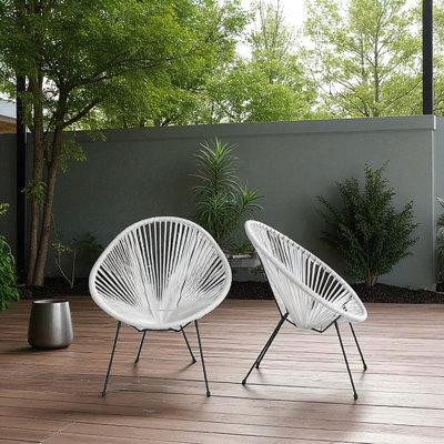 Ensemble de chaises longues d'extérieur en aluminium 2 pièces avec sièges tissés à la main, résistant aux rayons UV et aux intempéries pour patio ou balcon