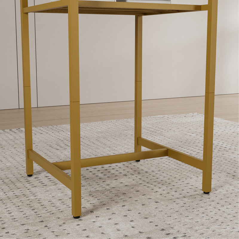 Table à hauteur de comptoir et 2 tabourets, or blanc, design tendance pour les rassemblements sociaux 3 pièces avec tabourets pliables de bar