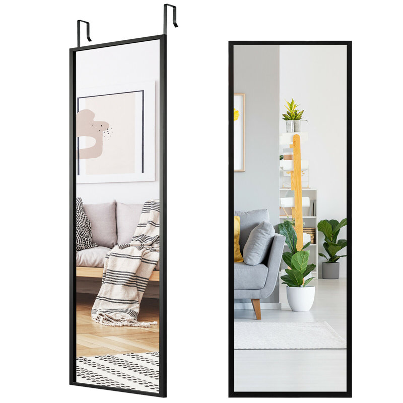 Wood Flat Wall Mirror, Black