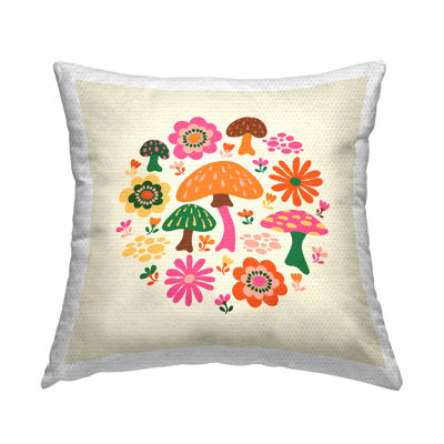 Cottage Plants Pattern Outdoor Printed Pillow by Carrie Cantwell