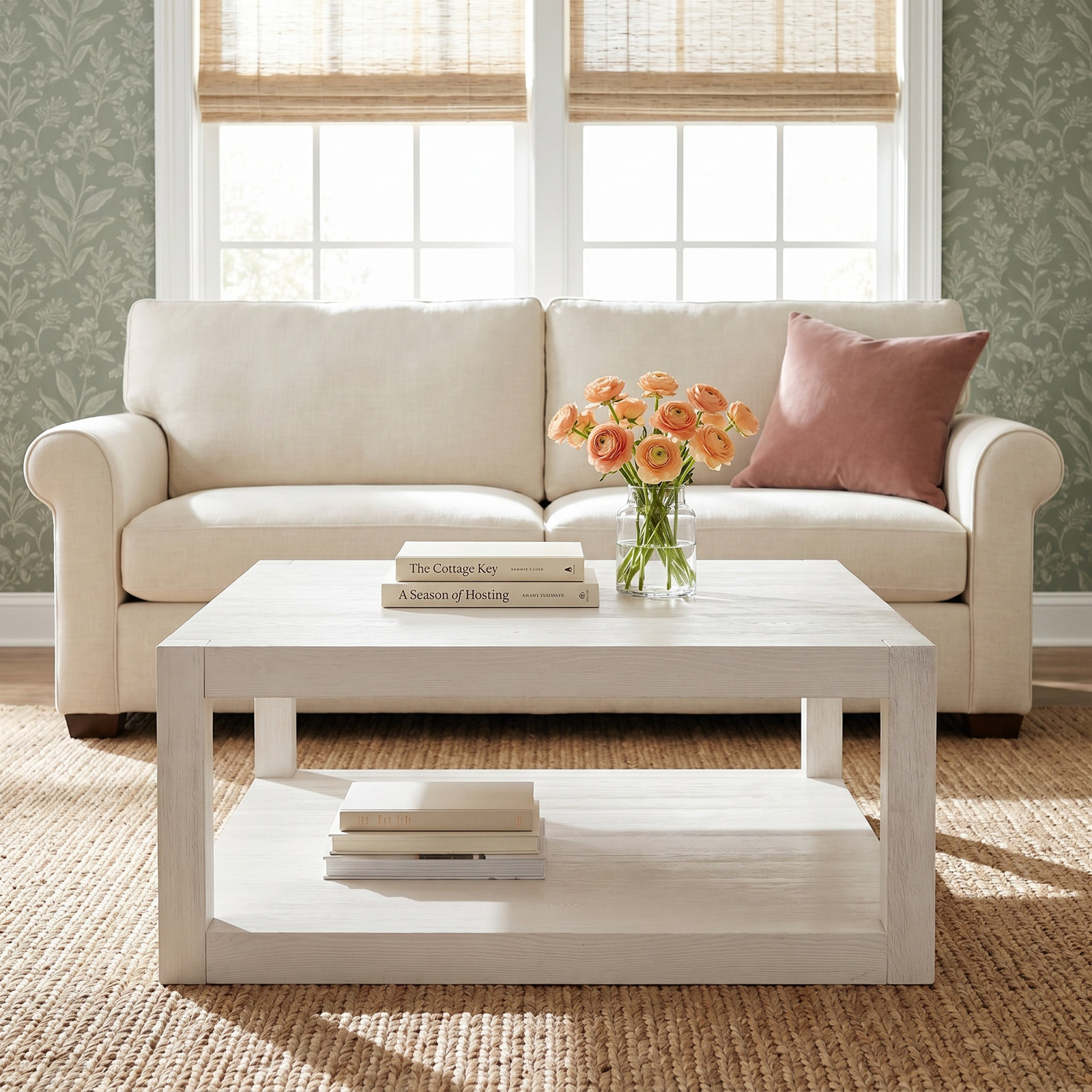 Rosalie Solid Wood Coffee Table, 17" H x 38" L x 38" W