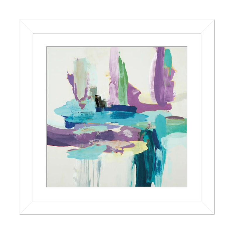Synergy II - bleu et mauve, Cadre blanc à coins ouverts, H 24 po x l 24 po