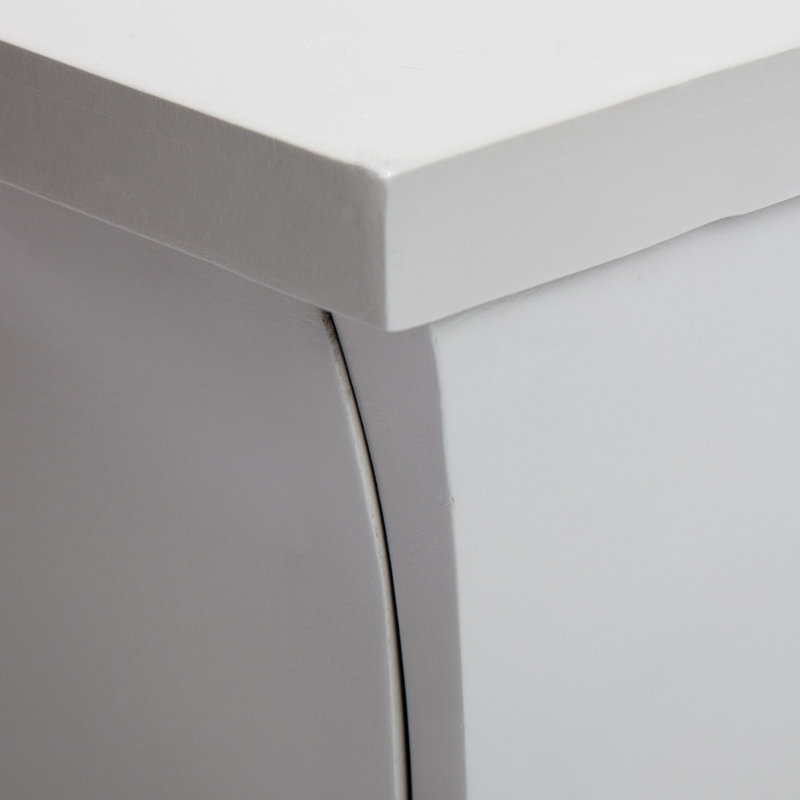 Gray Solid Wood 2-Drawer Side Table