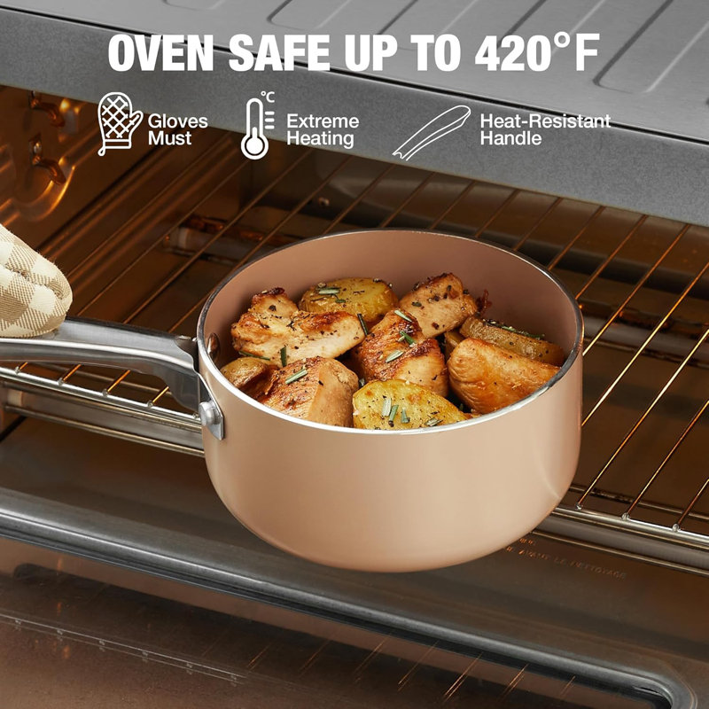 Ensemble de casseroles antiadhésives en aluminium 3 pintes, Crème