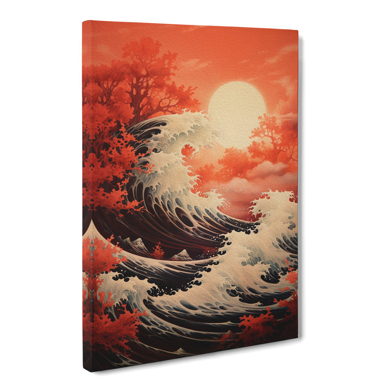 Wave Japanese Classicism Art - Wrapped Canvas, 76cm H x 50cm W x 3cm D