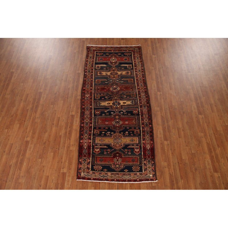 Tapis de couloir bleu marine traditionnel 4 x 10