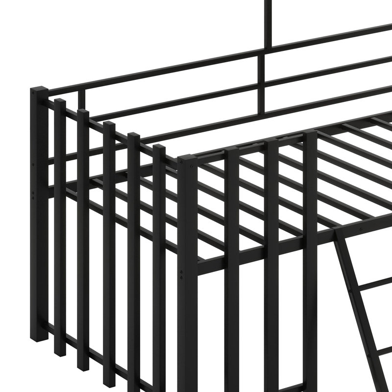 Loft Bed With Roof, Window, Guardrail,, Black