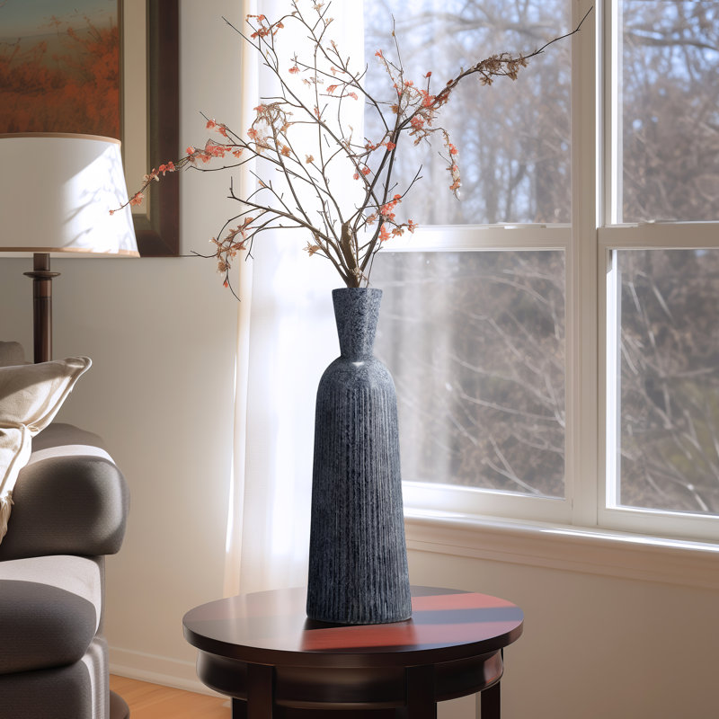 Grooved Glass Vase, 20" H x 7" W x 7" D