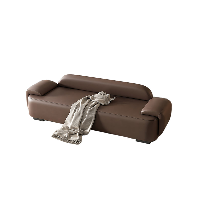 Muns Leather Match Upholstered Bench, Coffee