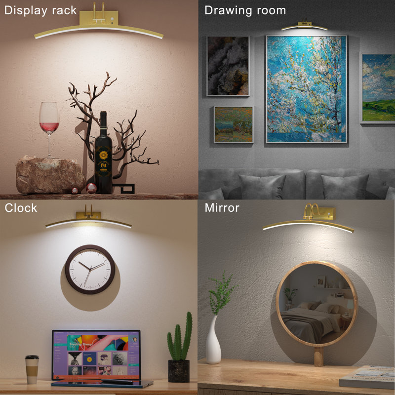 Applique murale à DEL 16 po à intensité variable, applique murale rechargeable avec télécommande, applique murale à bras ajustable pour galerie, couloir