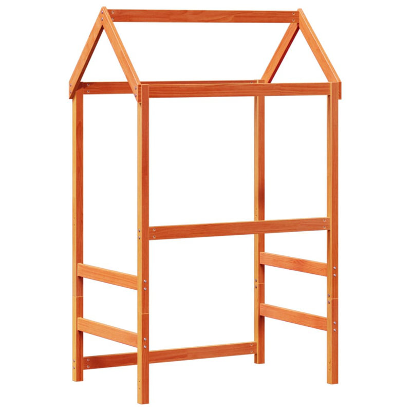 Kids' Bed Roof 118X70x176.5 Cm Solid Wood Pine, 176.5cm H x 108cm L x 70cm W, Wax Brown