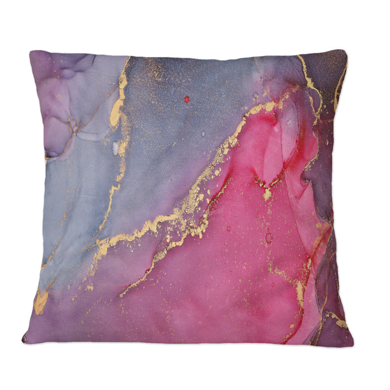 Rouge et gris luxueux abstrait Art fluide I - Coussin décoratif imprimé moderne, 16 po x 16 po
