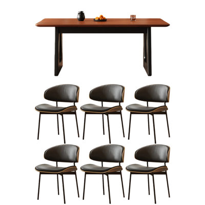 Table de salle à manger rectangulaire en bois massif avec pieds noirs