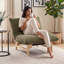 Corduroy Upholstered Lounge Chair, 10.2" Seat Height, Solid Rubberwood Frame, Low Profile Accent Chair-1223888012
