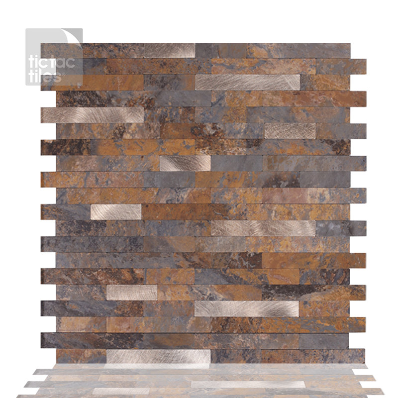 12" x 12" Stone-Look Peel and Stick Mosaic Tile, 12-Tile Pack, Rustic Brown
