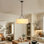 Luminaire suspendu tambour 3 lumières Modern Farmhouse, plafonnier suspendu en lin noir mat pour la salle à manger et la cuisine, éclairage ambiant à chaîne réglable