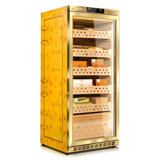 Cigar Climate Control Cabinet, Raching MON1800A Cigar Humidor Cabinet with Ammonia Removal, 230L Wood Frame Cabinet for Cigar Storing&Aging- Gold 