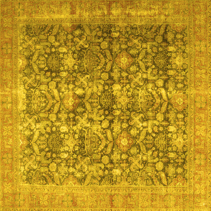 Tapis traditionnels jaunes 4406, Carré 8 pi