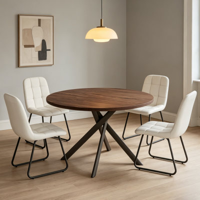 45.3"l Round Modern Kitchen Dining Table With 32.8"h Dining Chair